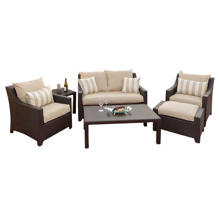 Deco 6 Piece Deep Seating Group in Espresso with Cushions