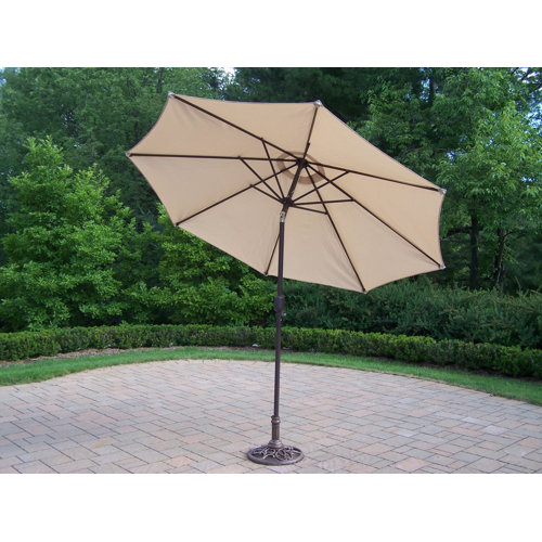 Tuscany Stone Art Dining Set with Umbrella - Umbrella Color: Beige