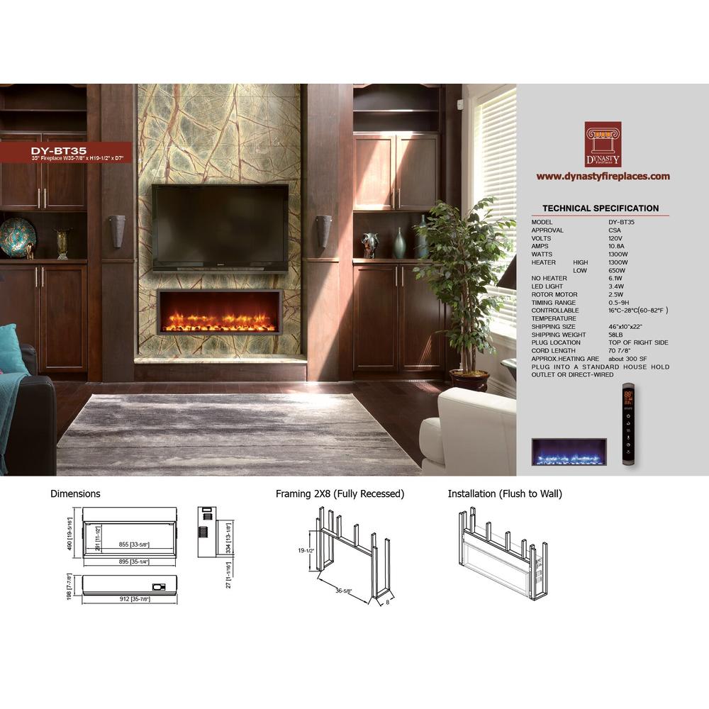 35" Built-in LED Electric Fireplace