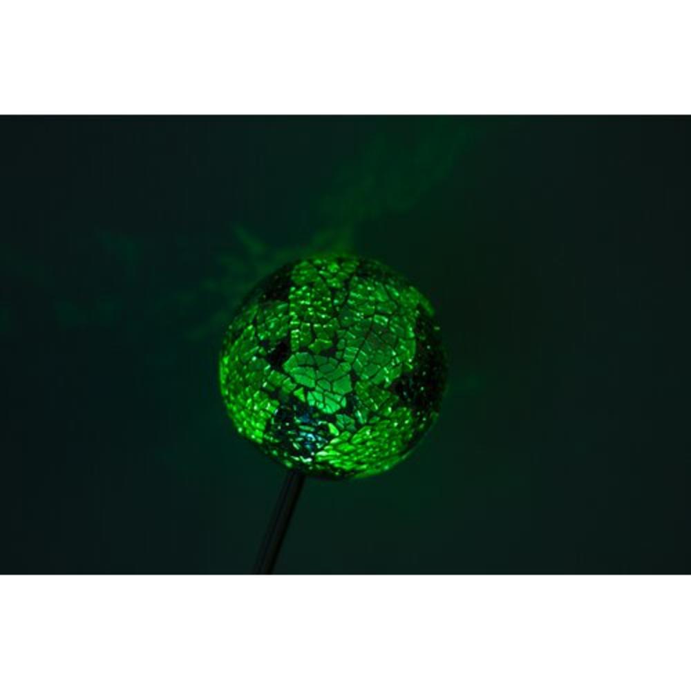 Solar Powered Crackle Mosaic LED Garden Stake - Color: Purple / Green
