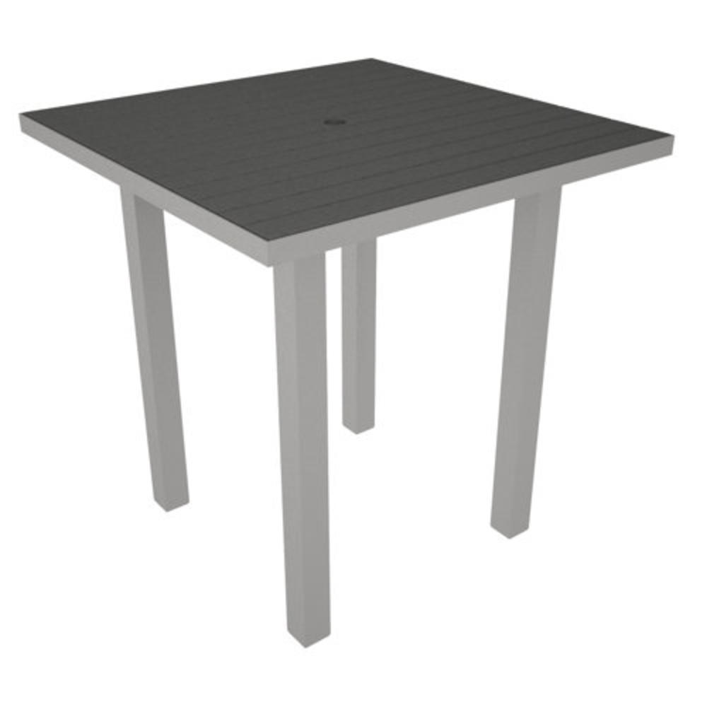 Euro Counter Table - Top Finish: Slate Grey  Frame Finish: Textured Silver