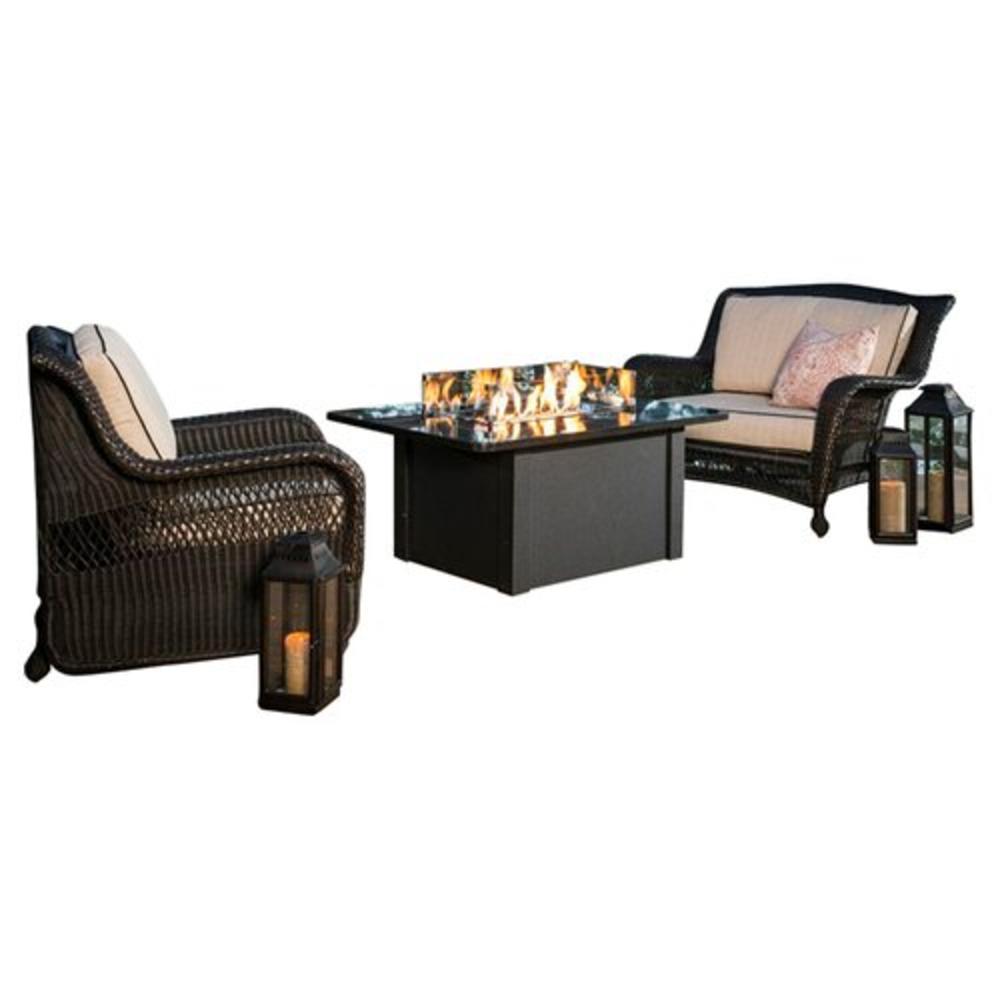 Grandstone Crystal Fire Pit Table - Finish: Black