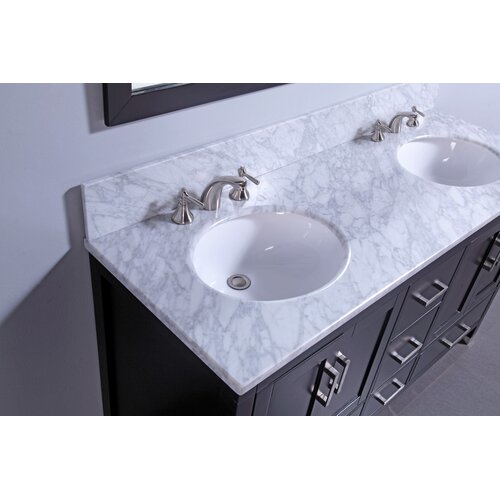 60" Double Bathroom Vanity Set with Mirror - Base Finish: Espresso