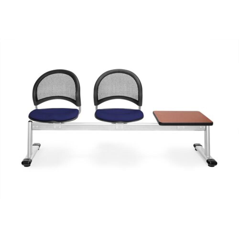 Stars and Moon Two Chair Beam Seating with Lumbar Support - Seat Cover: Black  Table Finish: Cherry