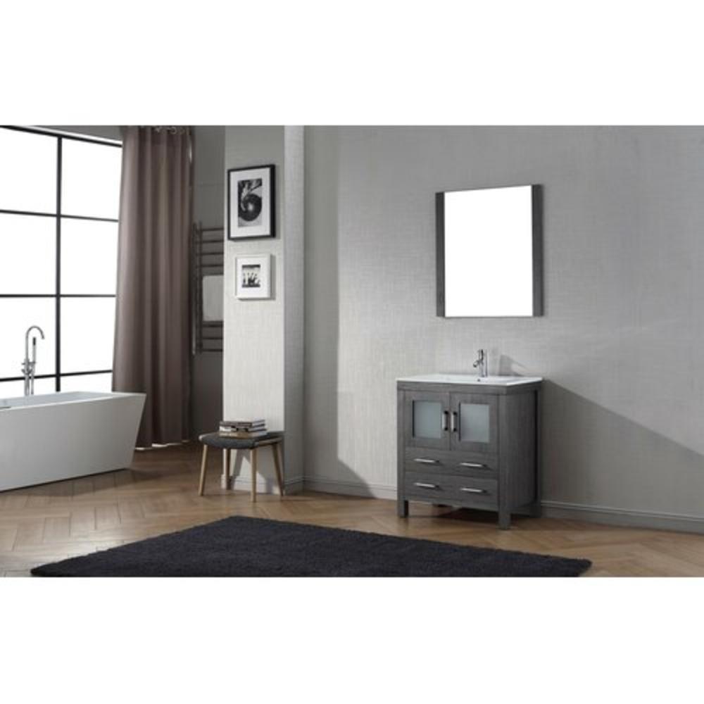 Dior 30" Single Bathroom Vanity Set with Mirror - Base Finish: Zebra Gray