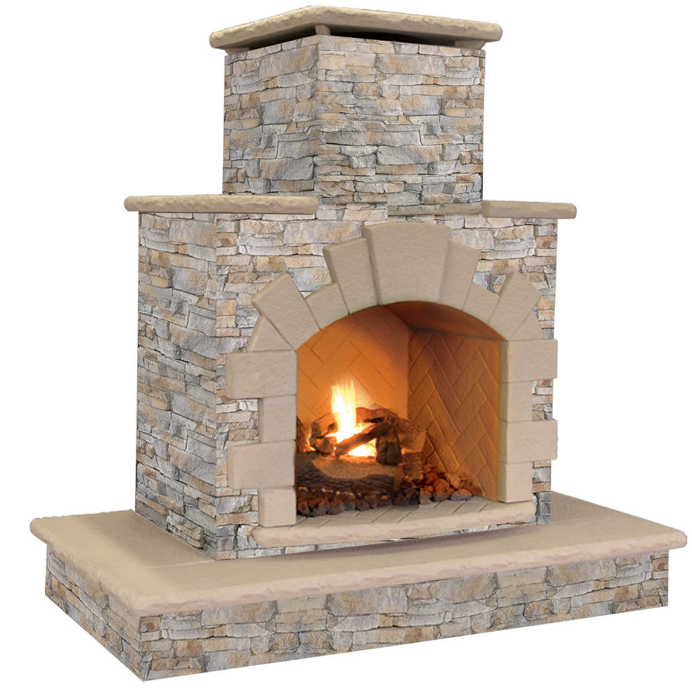 Natural Stone Propane / Gas Outdoor Fireplace