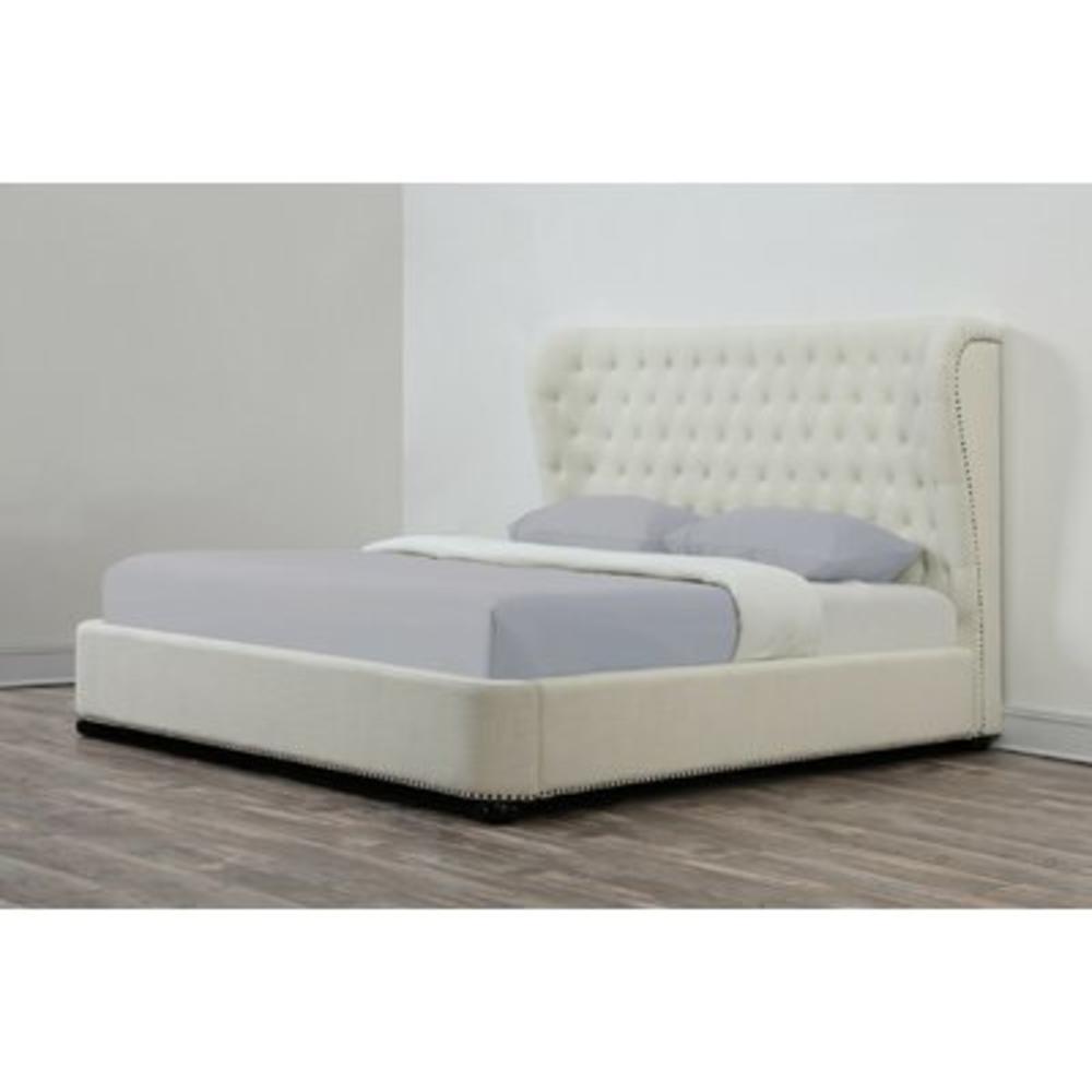 Finley Platform Bed - Size: King  Color: Beige Linen