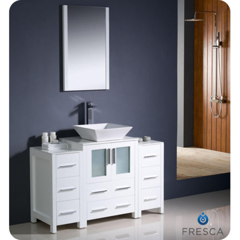 Torino 48" Single Modern Bathroom Vanity Set with Mirror - Base Finish: White