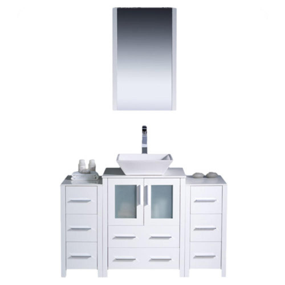 Torino 48" Single Modern Bathroom Vanity Set with Mirror - Base Finish: White