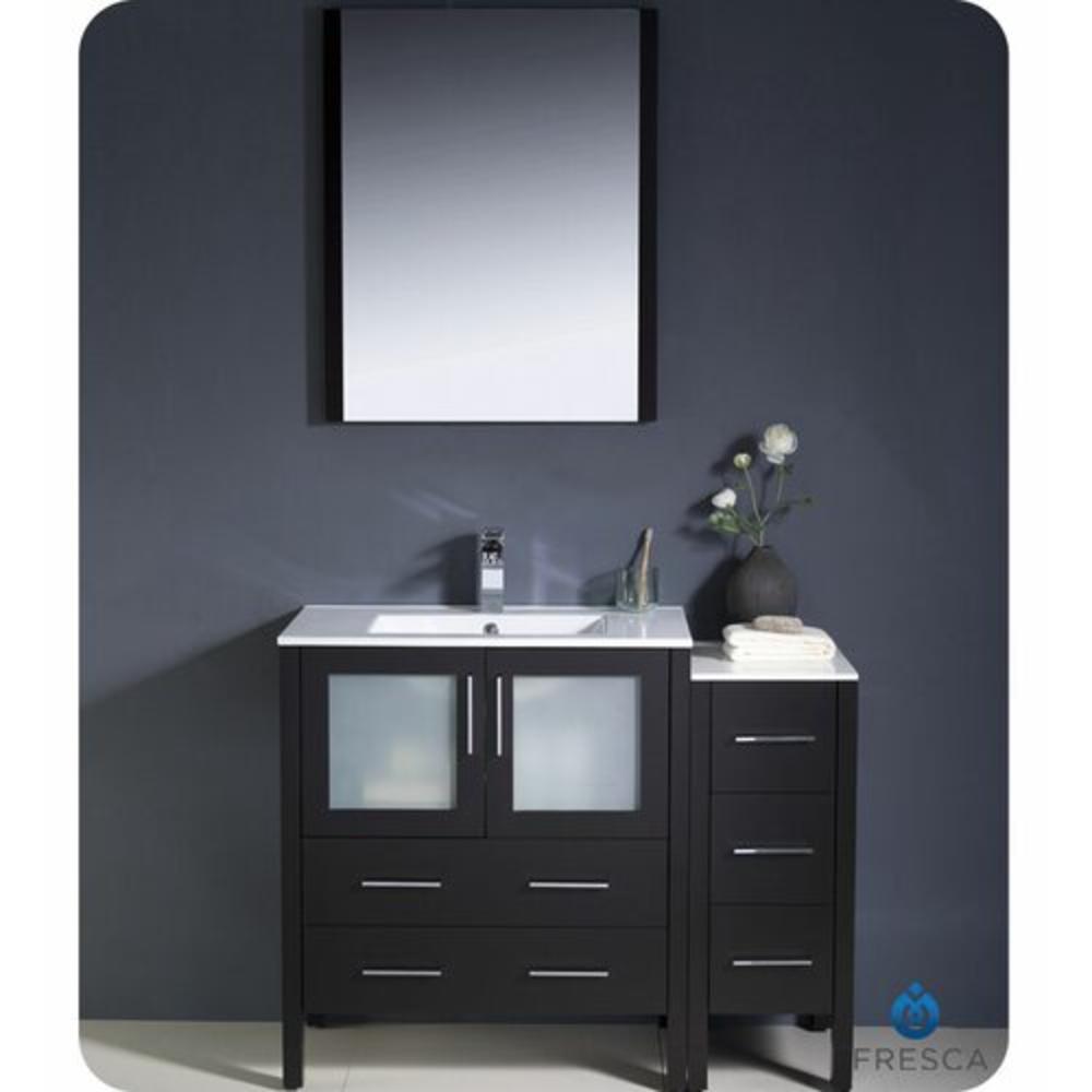 Torino 42" Single Modern Bathroom Vanity Set with Mirror - Base Finish: Espresso