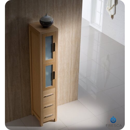 Bari Torino 12" x 68" Bathroom Linen Side Cabinet - Finish: Light Oak