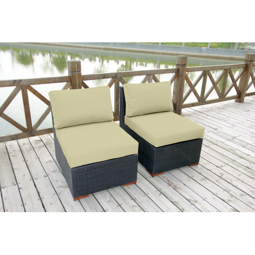 Pasadina Conversation Sectional 6 Piece Deep Seating Group with Cushions - Fabric Color: Ivory