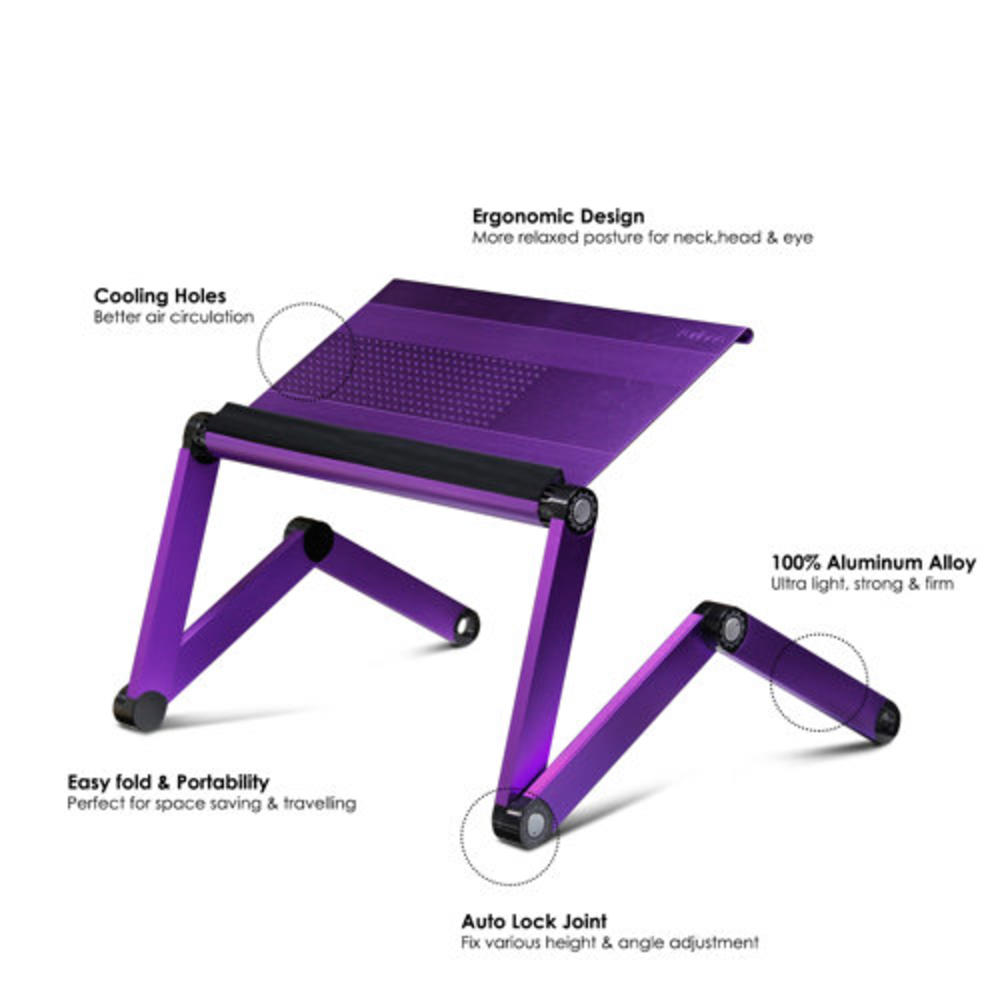 Ultralight Vented Laptop Table / Portable Bed Tray Book Stand - Finish: Purple