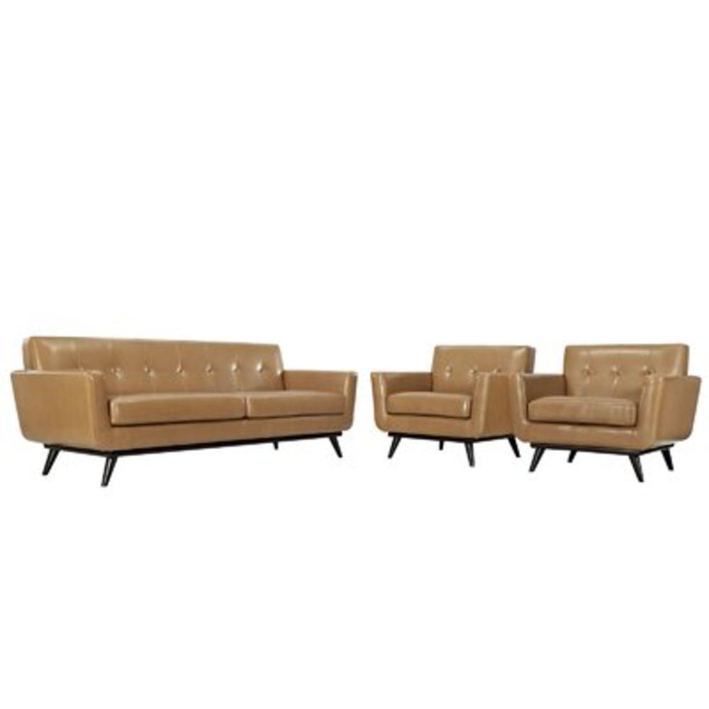 Engage 3 Piece Leather Living Room Set - Color: Tan