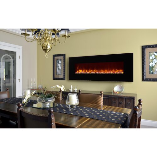 LED Wall Mount Electric Fireplace - Insert Style: Pebble