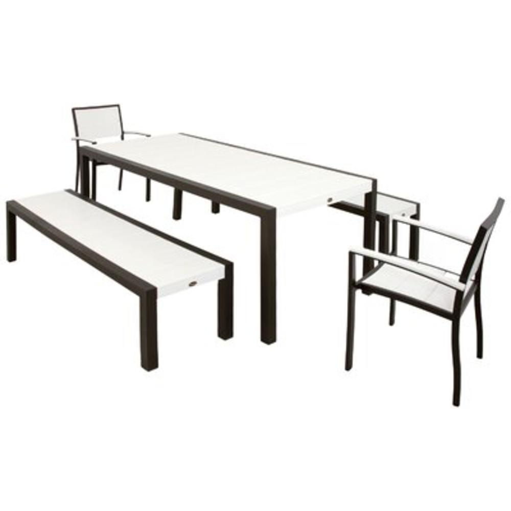 Trex Outdoor Surf City 5 Piece Bench Dining Set - Color: Textured Bronze / Classic White
