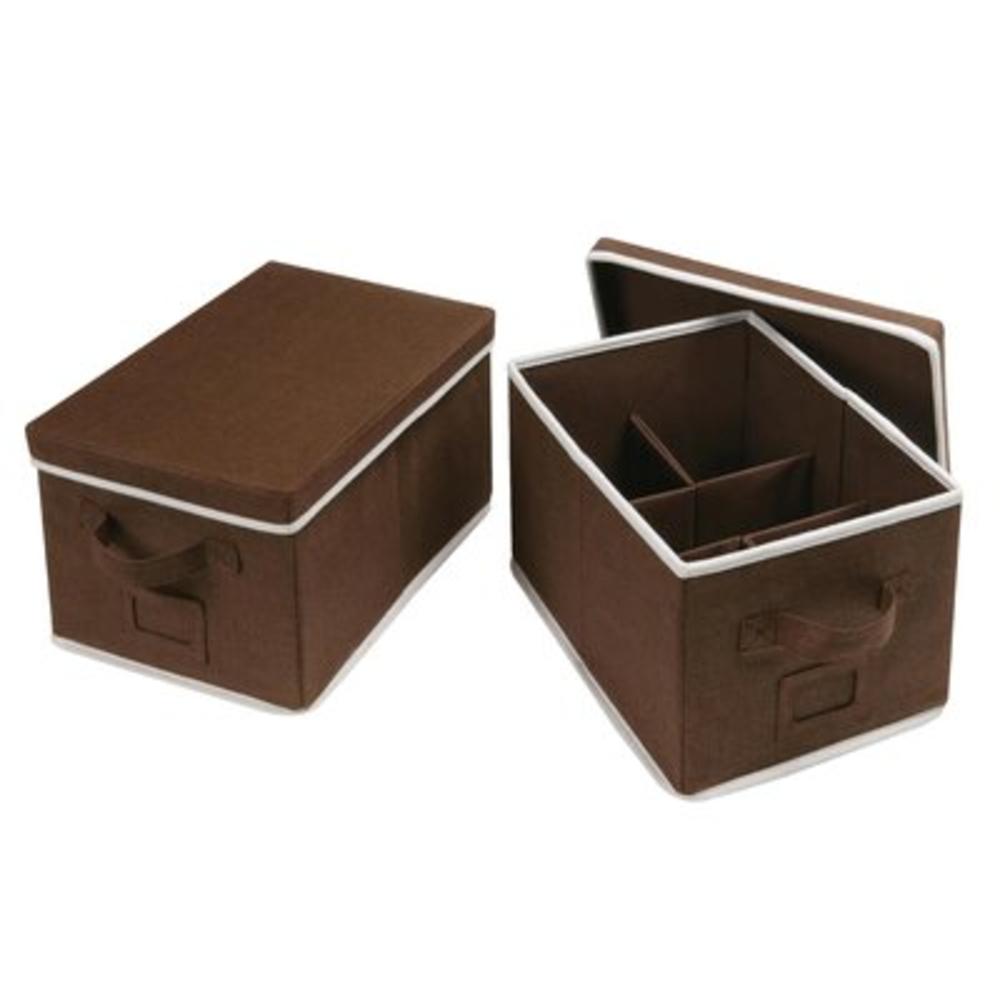 2 Piece Folding Storage Basket Set - Size: Large, Color: Espresso