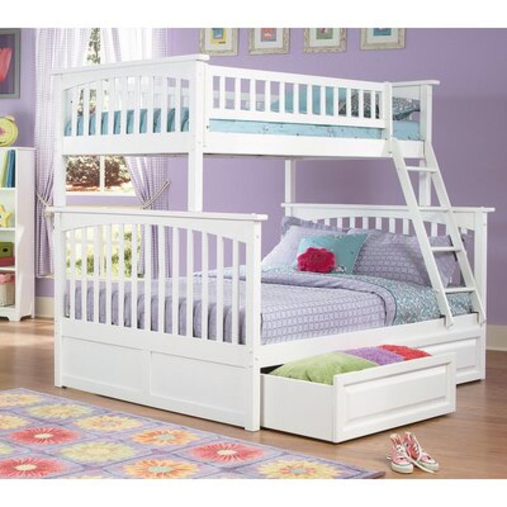 Columbia Bunk Bed with Stroage - Configuration: Twin over Full  Finish: White
