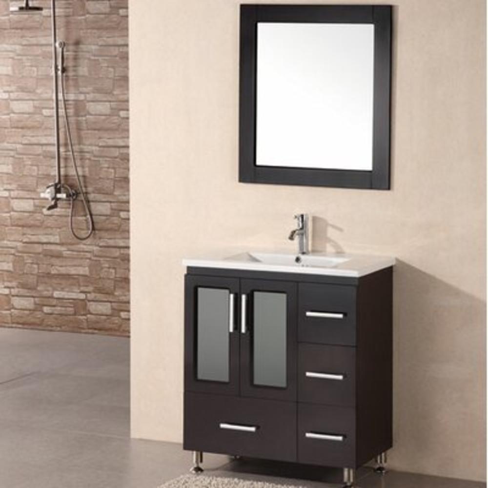 Milan Stanton 32" Single Modern Bathroom Vanity Set with Mirror - Base Finish: Espresso