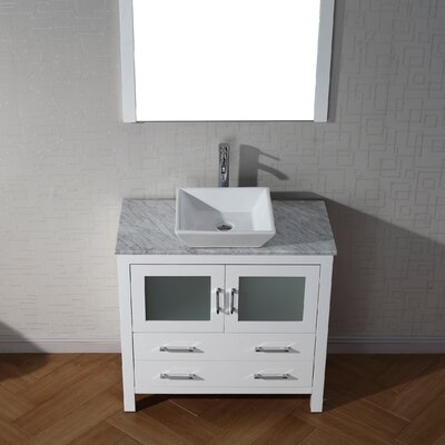 Dior 36" Single Bathroom Vanity Set with Mirror II - Base Finish: Espresso