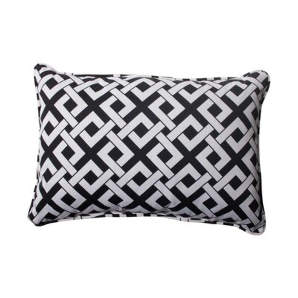 Boxin Corded Indoor/Outdoor Throw Pillow (Set of 2) - Size: 5" H x 11.5" W x 18.5" D, Color: Black / White
