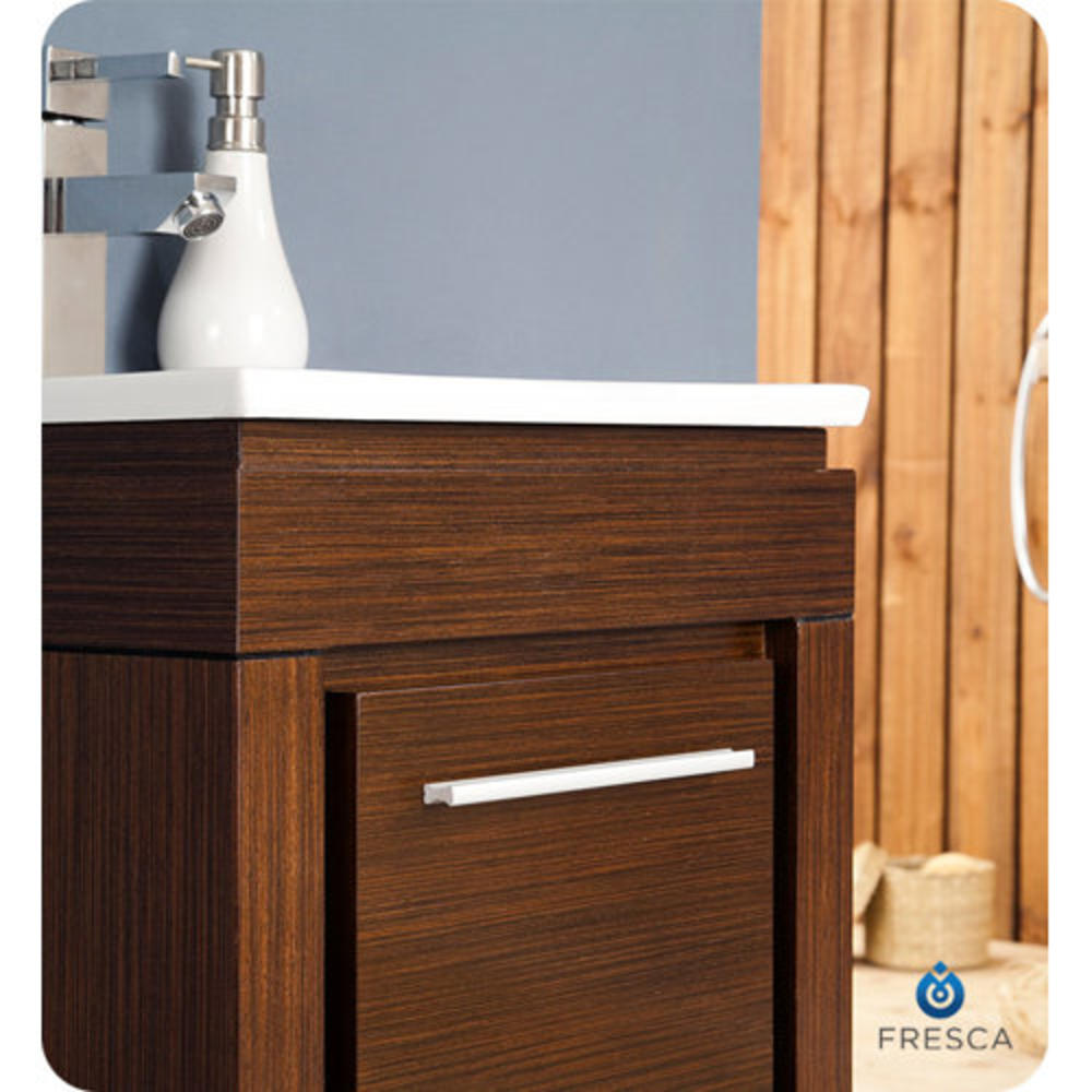 Allier 16" Single Small Modern Bathroom Vanity Set with Mirror - Base Finish: Wenge Brown