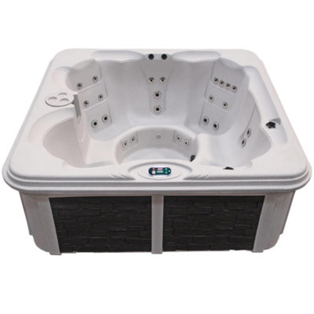 6 Person 30-Jet Plug-N-Play Bench Spa with LED Waterfall - Finish: Sahara