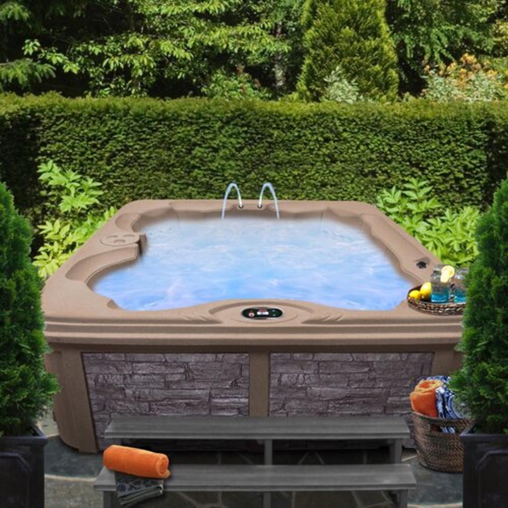 6 Person 30-Jet Plug-N-Play Bench Spa with LED Waterfall - Finish: Cinnabar