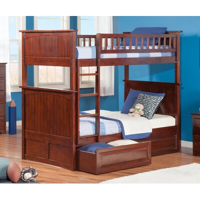 Bunk Bed with Raised Panel Drawers - Configuration: Twin over Twin  Finish: Antique Walnut