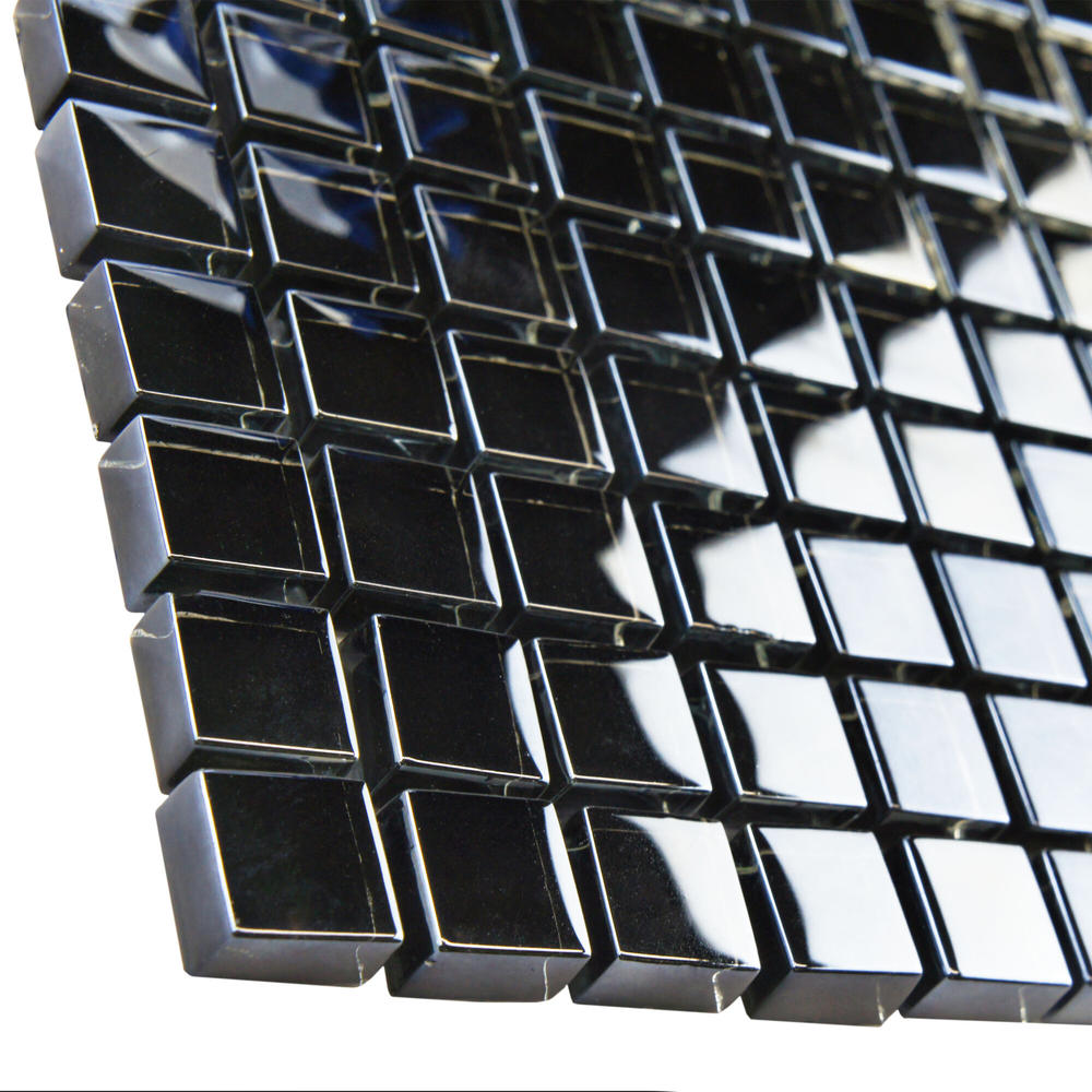 Sable 5/8" x 5/8" Glass Polished Mosaic in Black Mirror