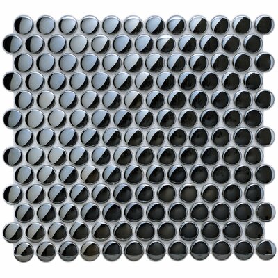 Sable 7/8" x 7/8" Glass Polished Mosaic in Black Mirror