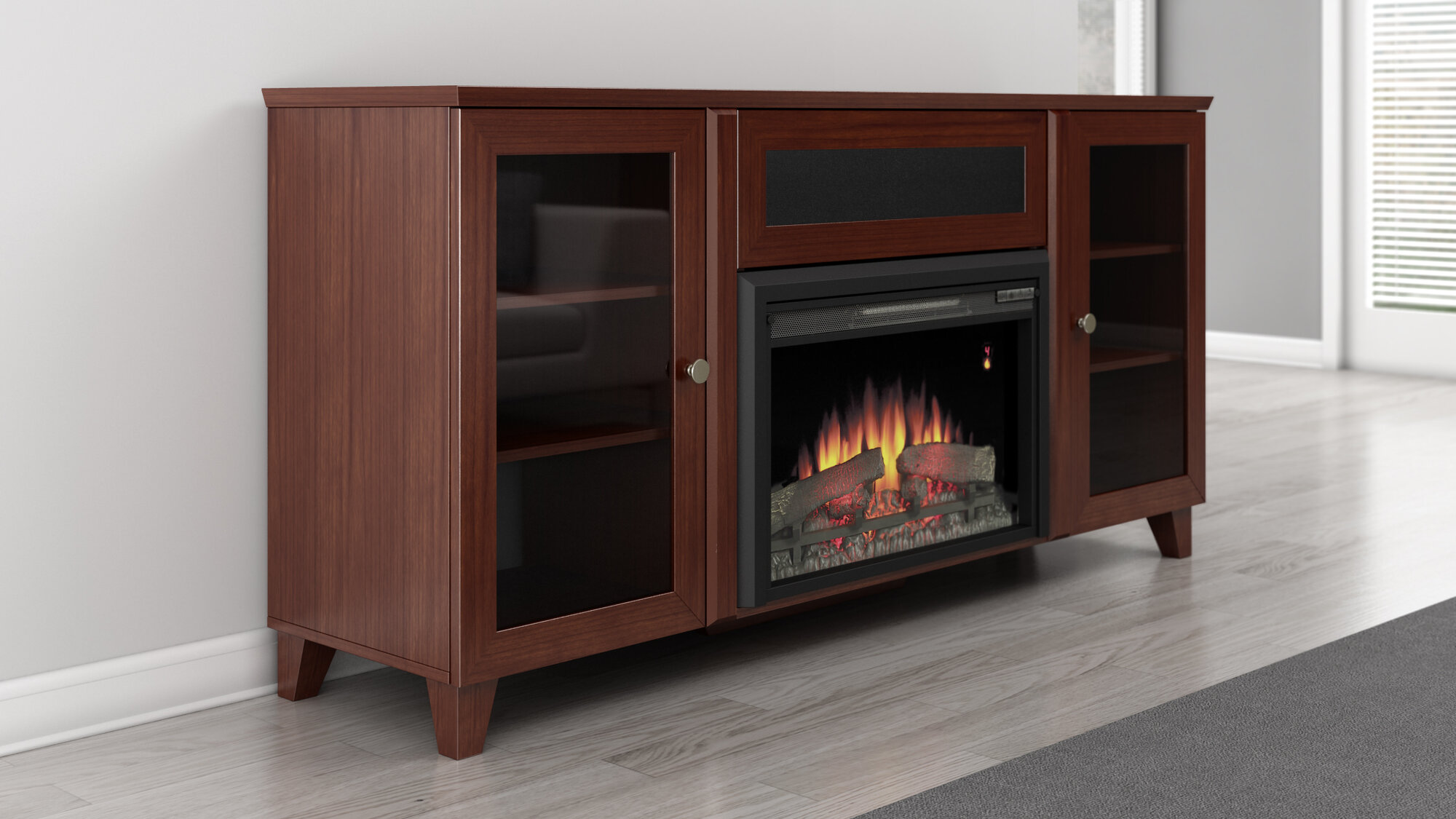 Shaker Style TV Stand with Electric Fireplace