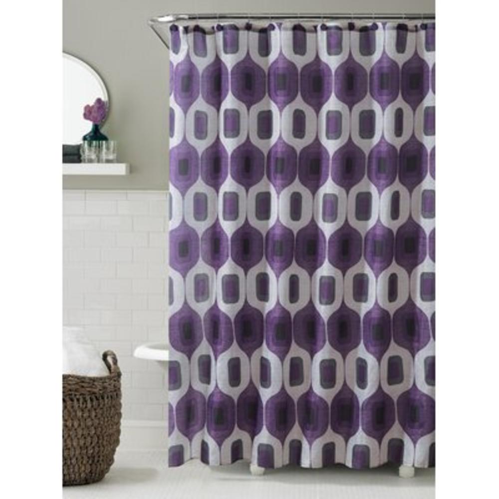 Tiberius Shower Curtain Set - Color: Plum/Taupe