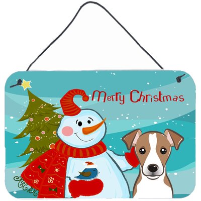 Snowman with Jack Russell Terrier by Denny Knight Graphic Art Plaque