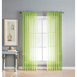 Sheer Curtains Panel Window In Olive Green