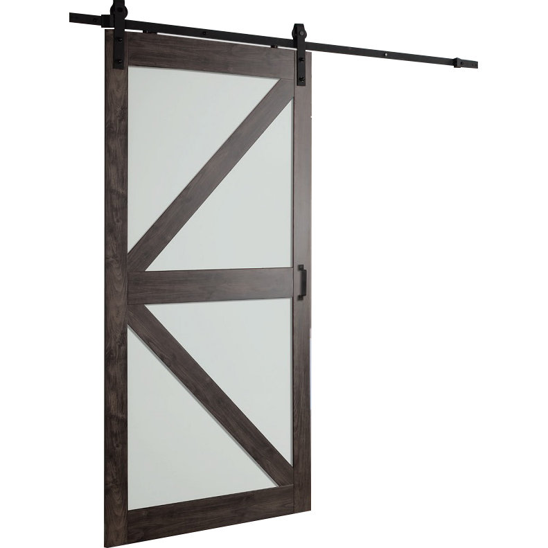 erias home designs continental frosted glass 1 panel ironage laminate interior barn door 2 - Erias Home Designs erias home designs continental frosted glass 1 panel ironage laminate interior barn door 2 - Erias Home Designs