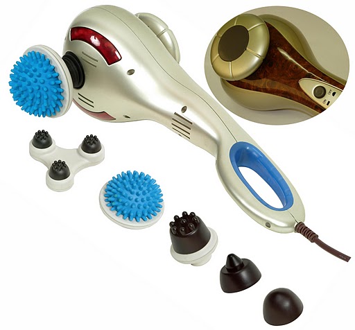 Carepeutic Deluxe Back Massager for deep tissue powerful percussion massage with burl-wood top and infrared heated therapy at Sears.com