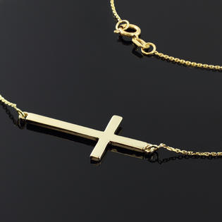 Factory Direct Jewelry 14k Solid Gold Sideways Cross Necklace with 16 Inch Chain Factory Direct Jewelry 14k Solid Gold Sideways Cross Necklace with 16 Inch Chain