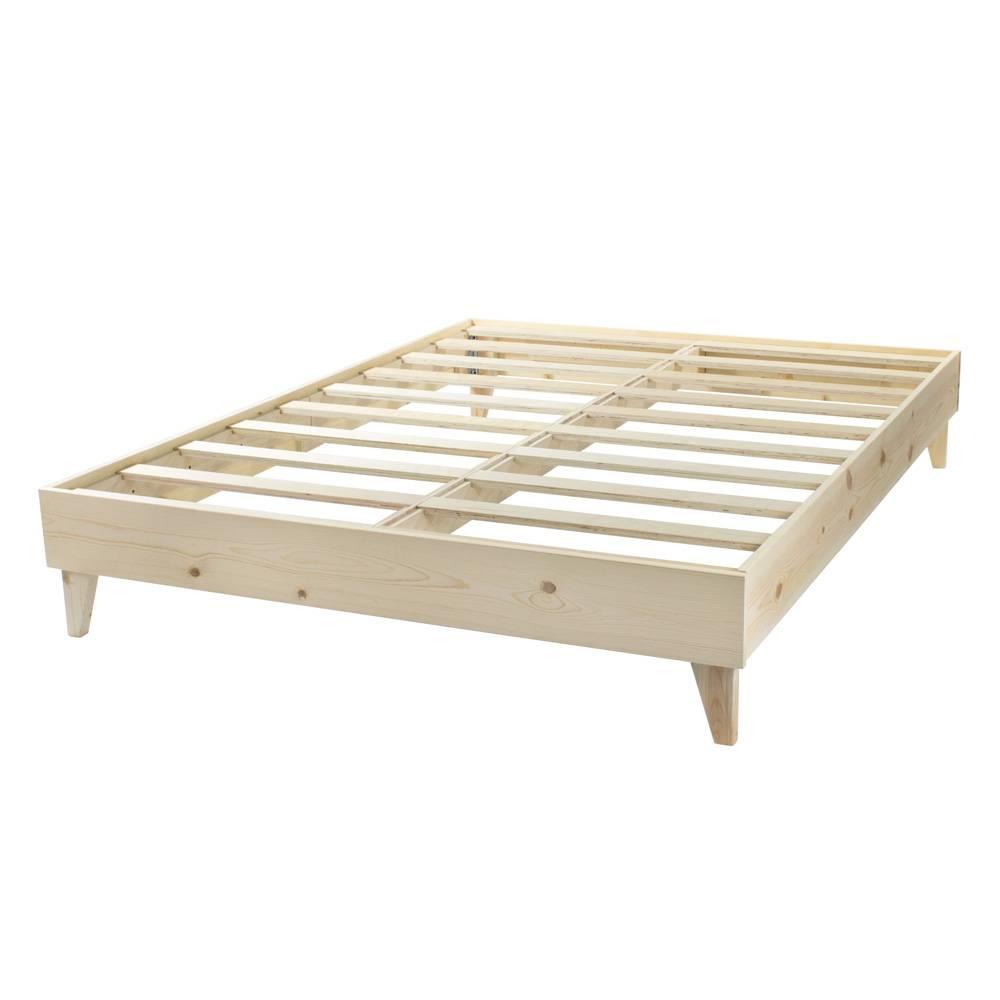 eLuxurySupply Platform Bed Frame - Made in the USA w/ 100% North American Pine | No Tool Assembly | Solid Wood Mattress Foundation w/ 7-Layer