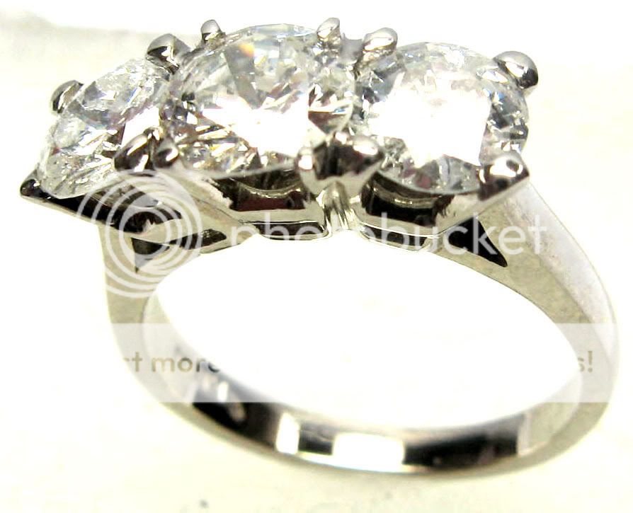 CaratsDirect2U 2.05 Carats Three Stone Round Diamond White Gold Engagement ...