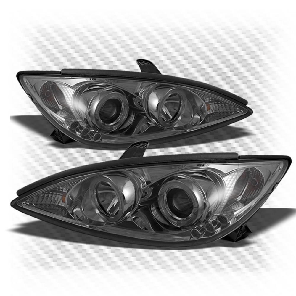 02-04 Camry Smoked Halo Projector Headlights w/LED Front Lamps Upgrade L+R