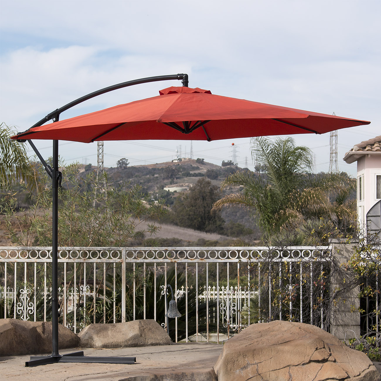 Offset Tilting Cantilever Umbrella Belleze Patio Umbrella 10 Tilt W Crank Outdoor Cantilever Cross Base