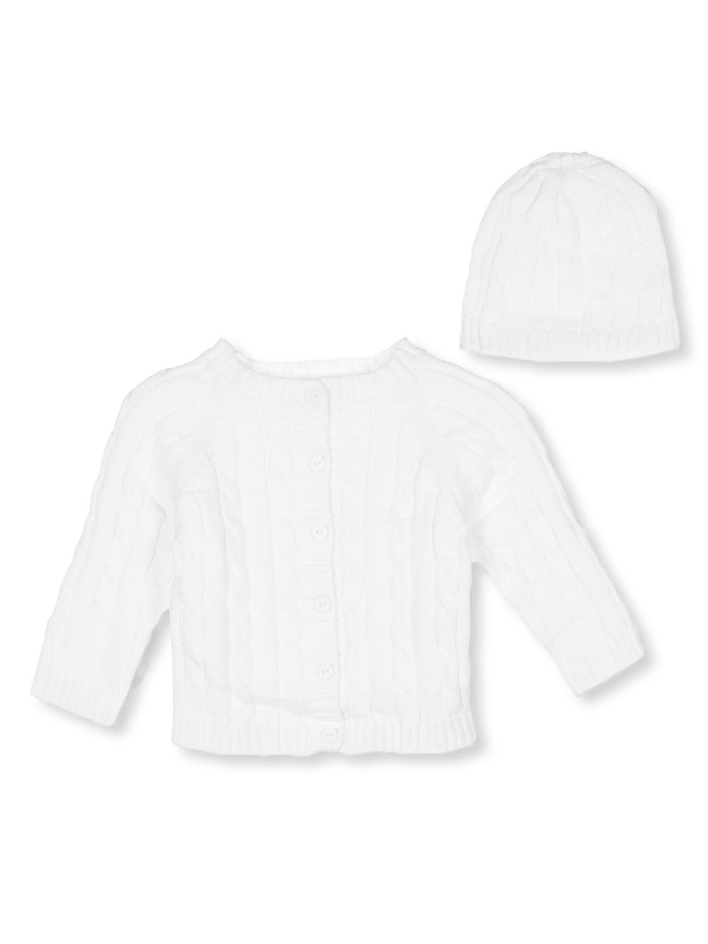 UPC 684031946331 product image for Girls Baby Dove Cable Knit Cardigan & Beanie Set (Sizes 0M - 9M) | upcitemdb.com