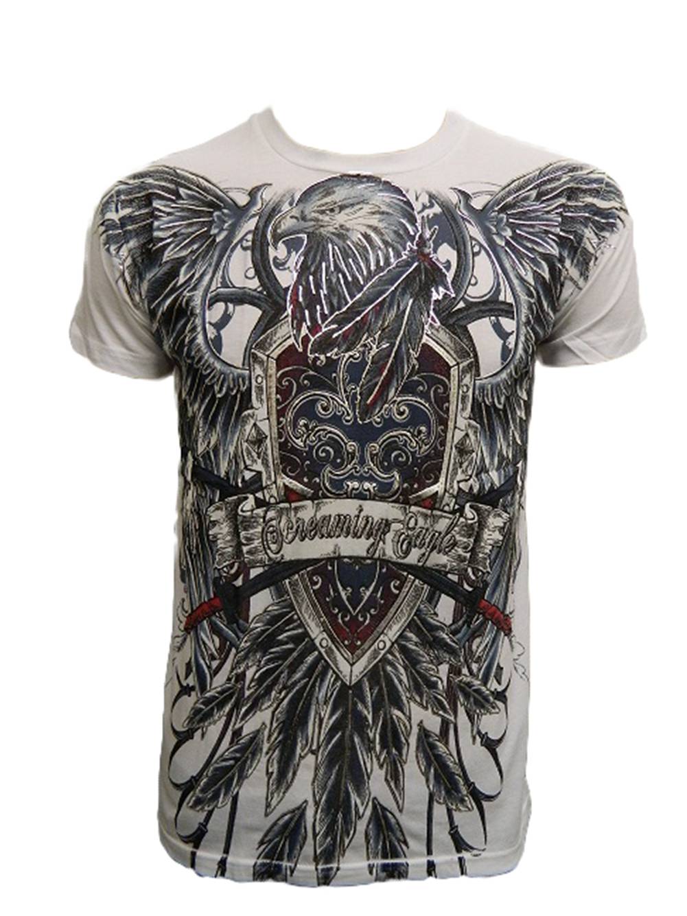 Konflic Konflic Men's Shielded Screaming Eagle Graphic Designer MMA T Shirt Konflic Konflic Men's Shielded Screaming Eagle Graphic Designer MMA T Shirt