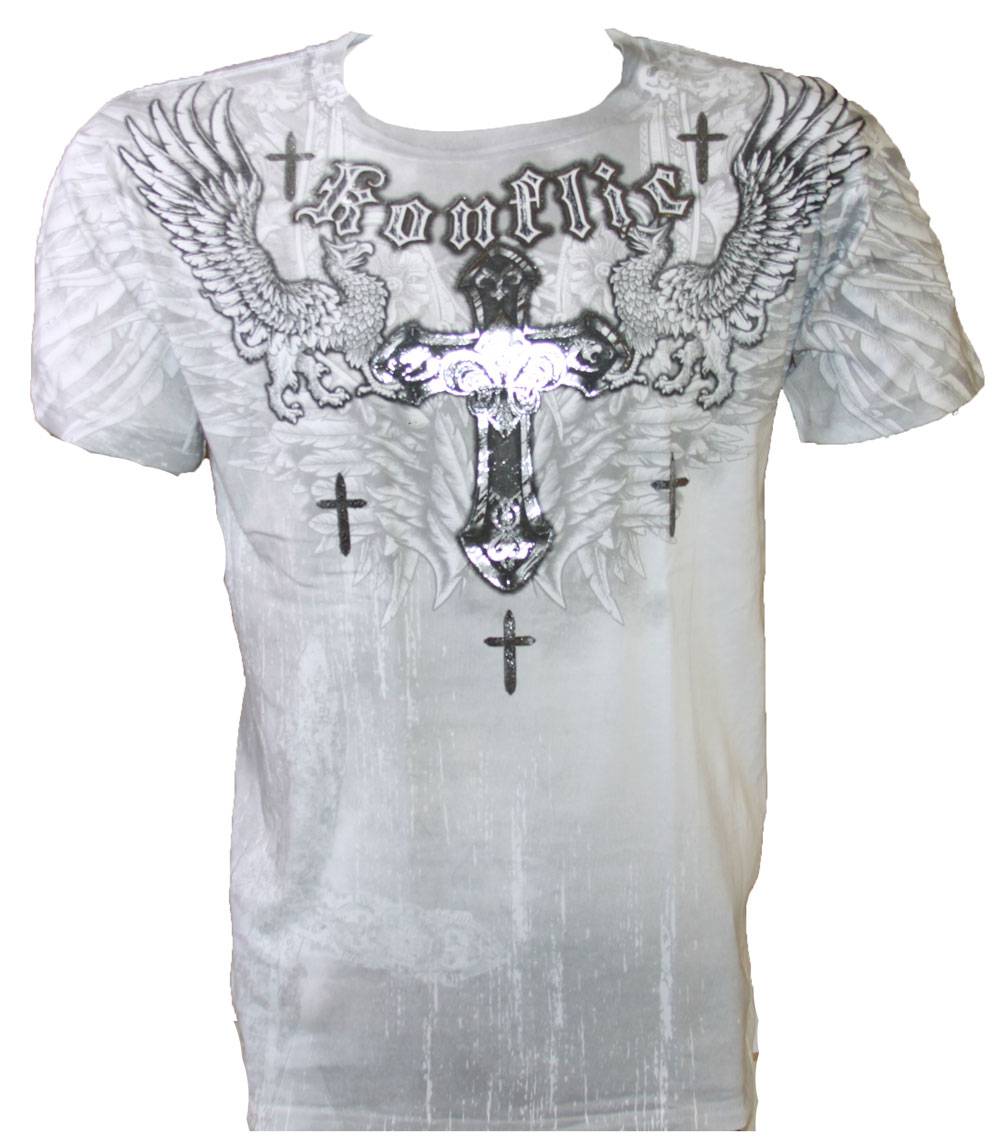 Konflic Konflic NWT Men's Griffin Cross Emblem Graphic MMA Muscle T-shirt Konflic Konflic NWT Men's Griffin Cross Emblem Graphic MMA Muscle T-shirt