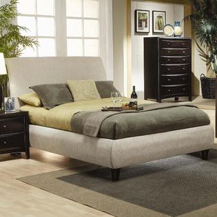Coaster Contemporary Phoenix Beige Queen King Upholstered Platform Bed w/ Tapered Feet Coaster Contemporary Phoenix Beige Queen King Upholstered Platform Bed w/ Tapered Feet
