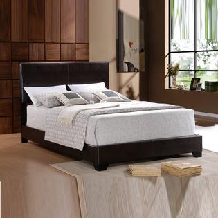 Crown Mark Furniture Black Faux Leather Wrapped Headboard Twin Full Queen King Low-Profile Platform Bed Crown Mark Furniture Black Faux Leather Wrapped Headboard Twin Full Queen King Low-Profile Platform Bed
