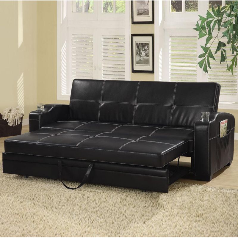 Coaster Coaster300132Black Faux Soft Leather Sofa Bed