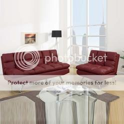 PC Burgundy Bonded Leather Pillow Top Futon Sofa Bed Sleeper Chair Set PC Burgundy Bonded Leather Pillow Top Futon Sofa Bed Sleeper Chair Set