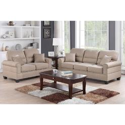 px 2 pcs sand linen like fabric sofa loveseat with nailhead trim living room set - Complete Living Room Sets px 2 pcs sand linen like fabric sofa loveseat with nailhead trim living room set - Complete Living Room Sets